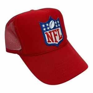 NEW VINTAGE STYLE NFL SHIELD LOGO RED TRUCKER HAT CAP ADU…